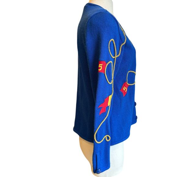 Anne Crimmins for UMI Collections Royal Blue Cardigan Womens M Hong Kong 1980s - Picture 5 of 12